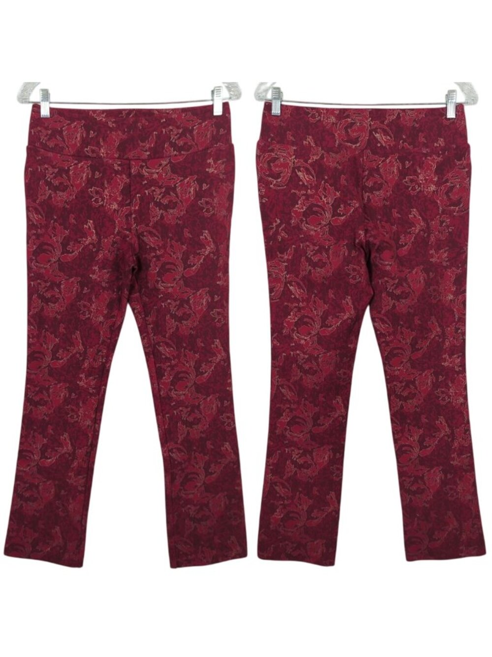 Soft Surroundings Womens Red Gold Pull-on Thick Leggings Pants Sz S Floral